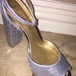 COPY - Badley Mischka Silver Glitter Heels